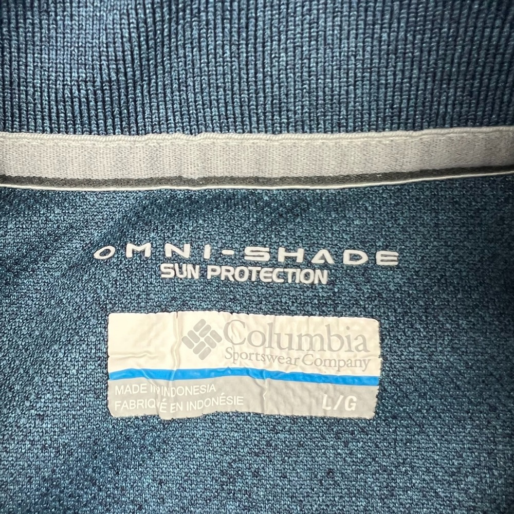 Columbia Mens Large Blue Heather AM6215 Omni-Shade Sun Protection Polo Shirt - Picture 4 of 11